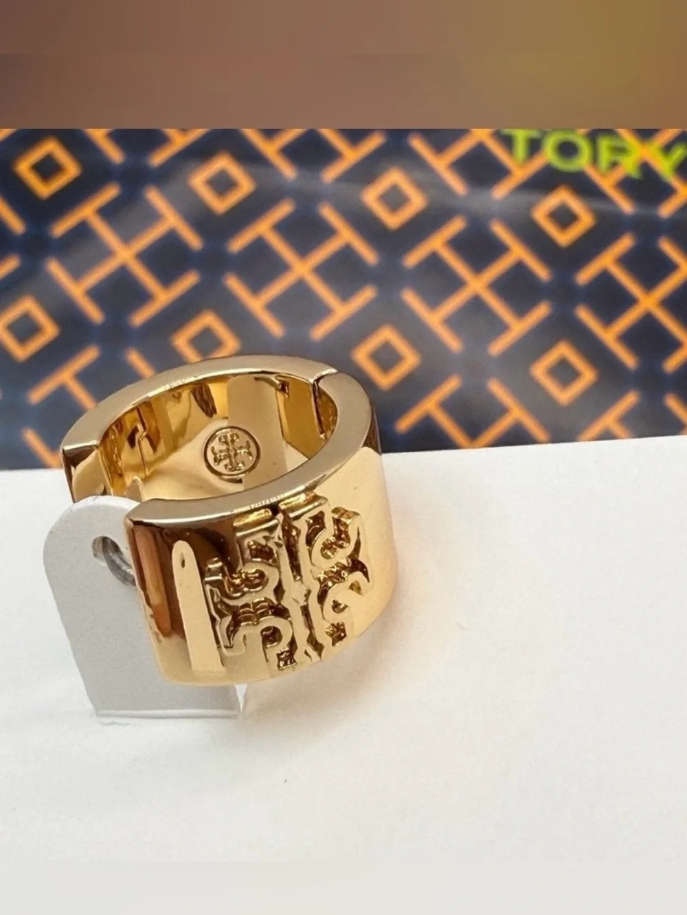 Tory Burch Gold-Tone Logo Huggie Hoop Earrings 💛